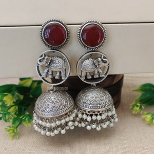 "Elephans" Silver Look Alike Oxidized Earrings "Elephans" Silver Look Alike Oxidized Earrings