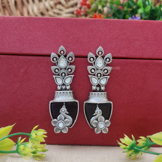"Gardenpride"  Silver look alike Oxidised Earrings