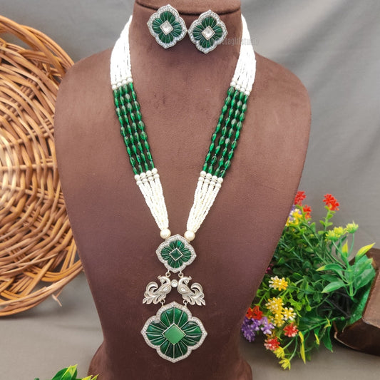 "Aumkara" Silver Look Alike Oxidised Necklace