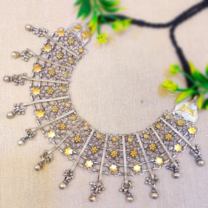 "Charanaya" Silver Look Alike Dual Tone Chokers "Charanaya" Silver Look Alike Dual Tone Chokers