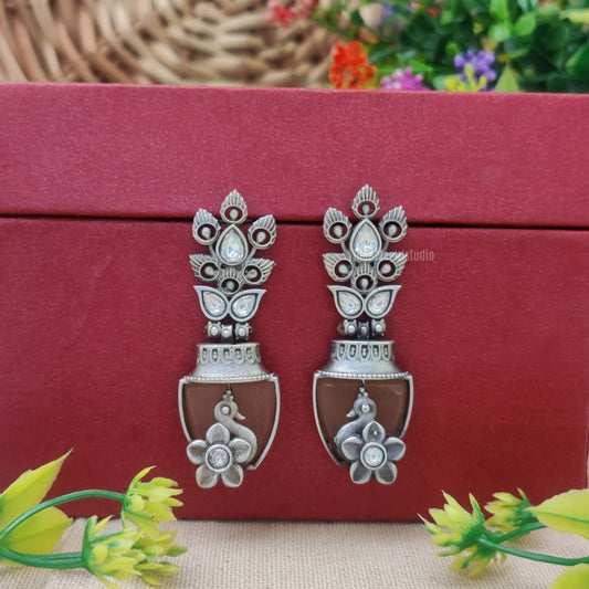 "Gardenpride"  Silver look alike Oxidised Earrings