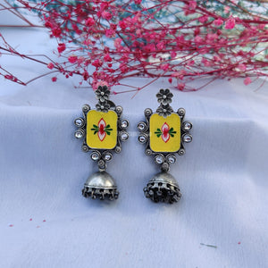 "Mirror Shaped" Handprinted Earring "Mirror Shaped" Handprinted Earring