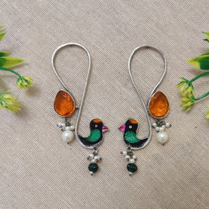"Bird"Silver Look Alike Oxidized Earrings "Bird"Silver Look Alike Oxidized Earrings