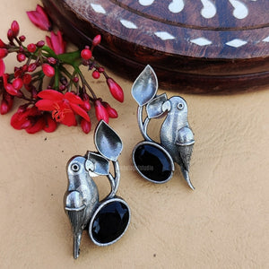 bird with a black stone earring bird with a black stone earring