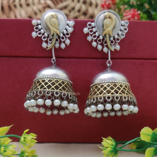 "Iridescia " Silver Look Alike Oxidised Earring