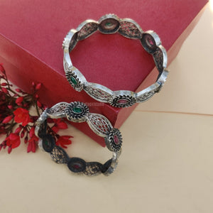 Multi colored Silver Look Alike Oxidised Bangles Multi colored Silver Look Alike Oxidised Bangles