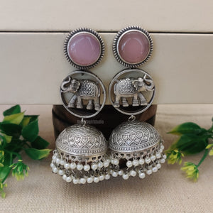 "Elephans" Silver Look Alike Oxidized Earrings "Elephans" Silver Look Alike Oxidized Earrings