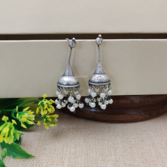 "Small Jumki" Silver Look Alike Oxidised Dangler
