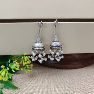 Small Jumki Silver Look Alike Oxidised Dangler Small Jumki Silver Look Alike Oxidised Dangler
