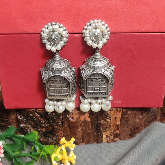 "Vira" - Silver look alike Oxidised Earring