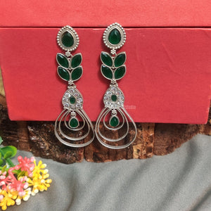 Green stone oxidised earring Green stone oxidised earring