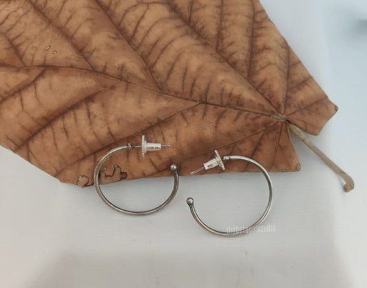 Simple Silver Look Alike Oxidised Hoops