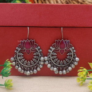 "Nelumbo" Silver Look Alike Oxidized Dangler "Nelumbo" Silver Look Alike Oxidized Dangler