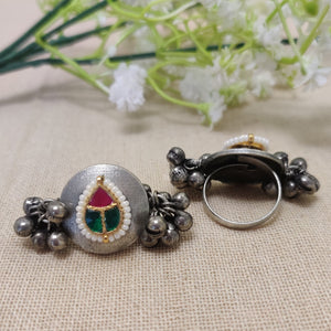"Driya" Silver Look Alike Kundan Studded Ring "Driya" Silver Look Alike Kundan Studded Ring