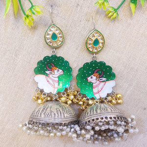 "Privaz" Silver look Alike Printed Danglers "Privaz" Silver look Alike Printed Danglers