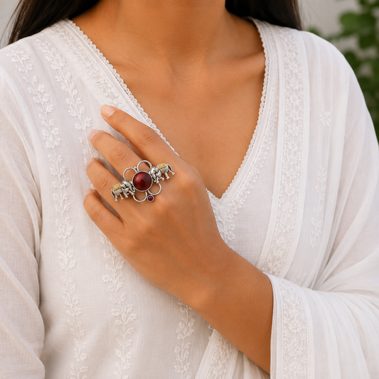 Trunkles Dual Tone Elephant Finger Ring