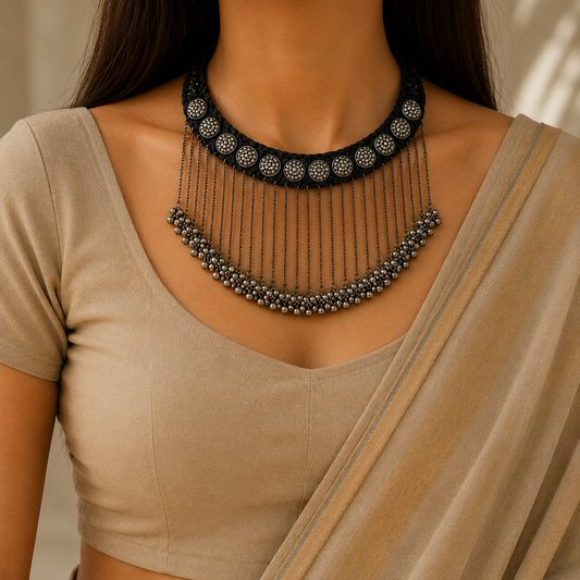 Juniper Black Choker Girls necklace navratri