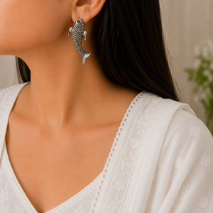 "Fish" Silver Look Alike Oxidised Earrings "Fish" Silver Look Alike Oxidised Earrings