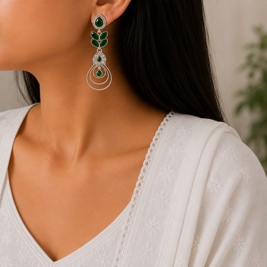 Karara Green Oxidised Earrings