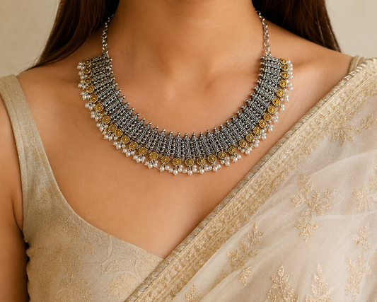 "Cliff" Silver Look Alike Dual Tone Choker