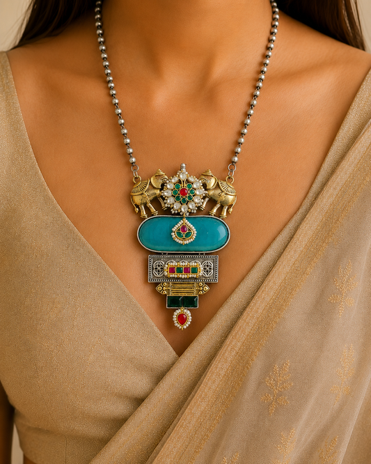 Ellora Kundan Elephant Necklace