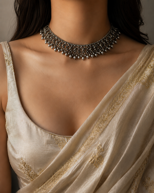 "Slate" Silver Look Alike Oxidized Choker "Slate" Silver Look Alike Oxidized Choker