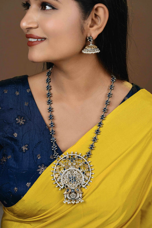 “Skylar” Silver Look Alike Oxidised Necklace