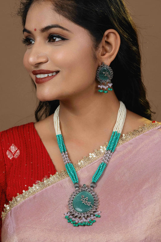 “Rehani” Silver Look Alike Oxidised Necklace