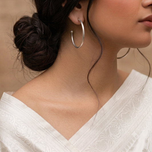 Simple Silver Look Alike Oxidised Hoops