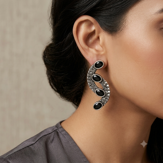 "Kanika" Silver Look Alike Stone Earrings