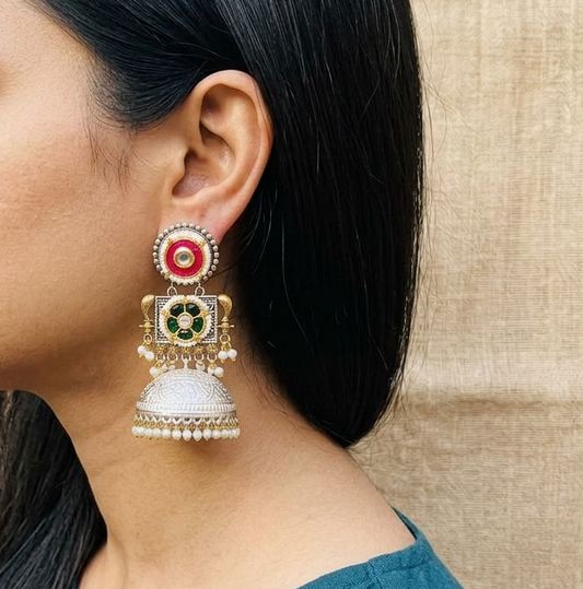 "Zivah" Look Alike Dual Tone Stone Earring