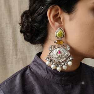 Goshti Oxidised Pearls Big Earrings Goshti Oxidised Pearls Big Earrings