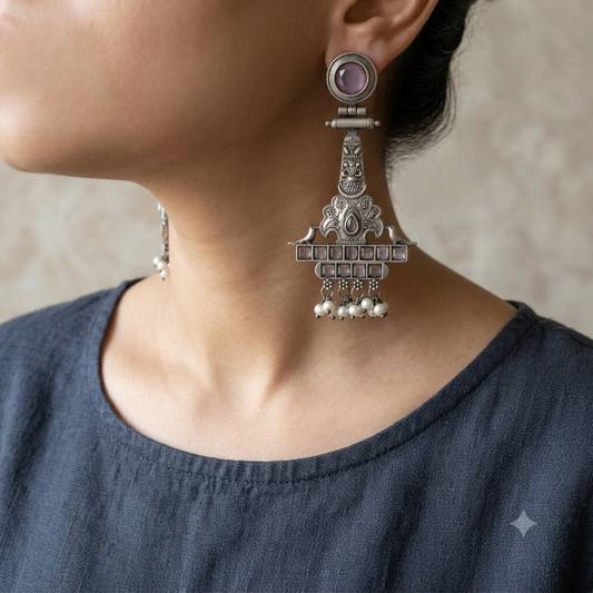 Sphere Long Kundan Drop Earrings