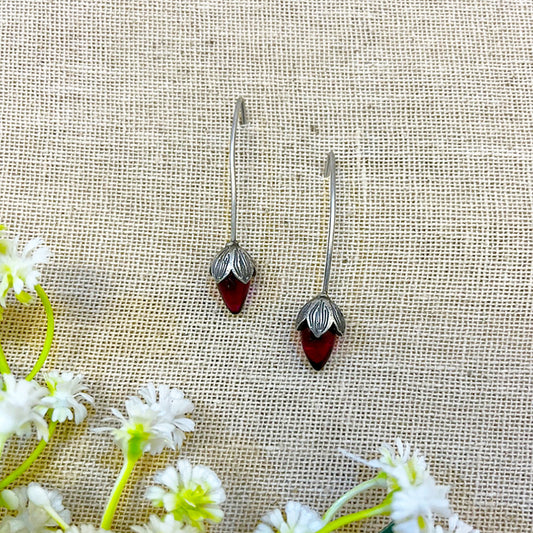 "Ivy" Silver Look Alike Stone Earing