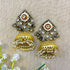 "Tyani" Silver Plated Dual Tone Earrings