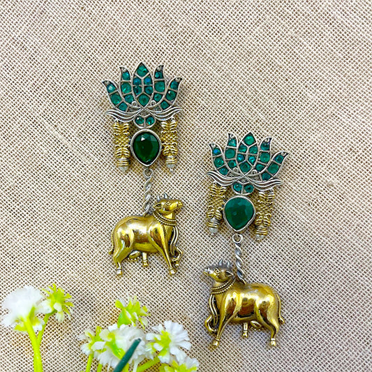 "Kaveri" Silver Look alike Oxidized Earring