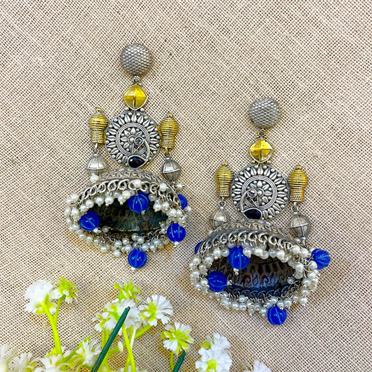 "Girija" Silver Look Alike Oxidized Earrings