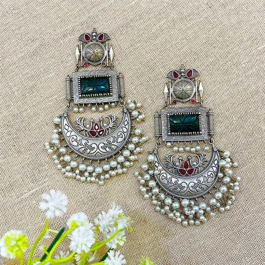 “Kabira” Silver Look Alike Oxidised Earring