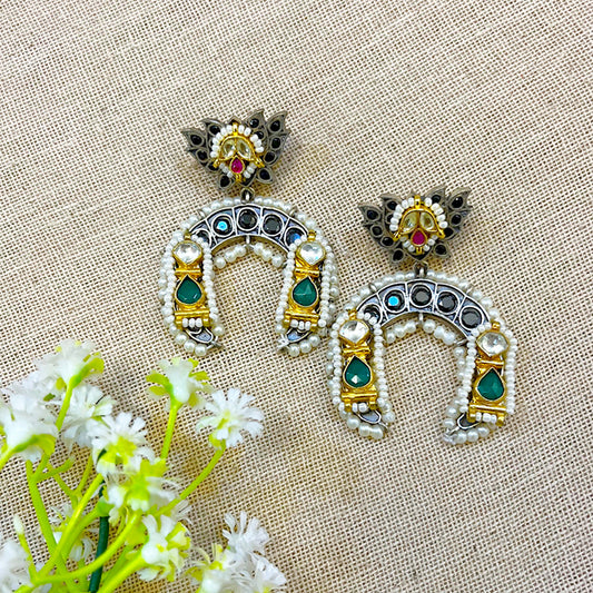 "Udaya" Silver Look Alike Oxidized Earring