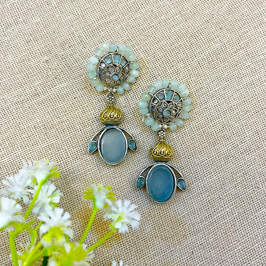 "Hemu"Silver Look Alike Oxidized Earring