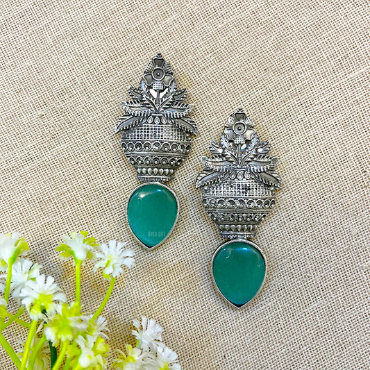 “Kalash” Silver Look Alike Oxidised Earring