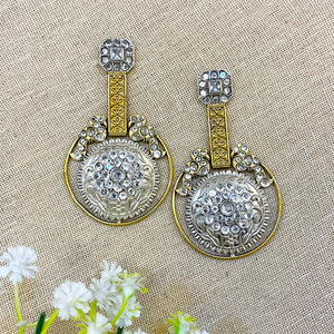 Dual Tone Sone Long Earrings Dual Tone Sone Long Earrings