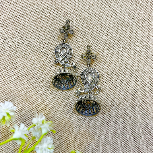 “Naksh” Silver Look Alike Oxidised Earring