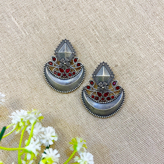 “Abhira” Silver Look Alike Oxidised Earring