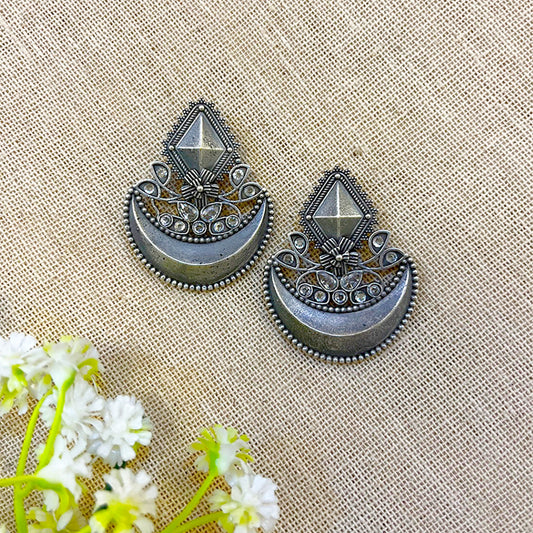 “Abhira” Silver Look Alike Oxidised Earring