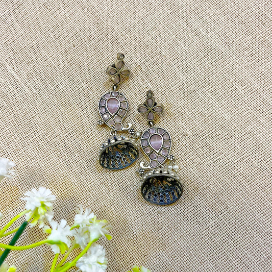 “Naksh” Silver Look Alike Oxidised Earring