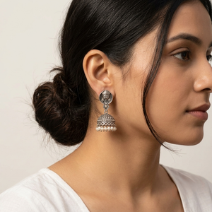 "Lunara"Silver Look Alike Oxidized Earrings "Lunara"Silver Look Alike Oxidized Earrings