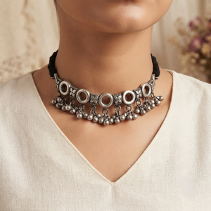"Round" Silver Look Alike Oxidized Choker "Round" Silver Look Alike Oxidized Choker