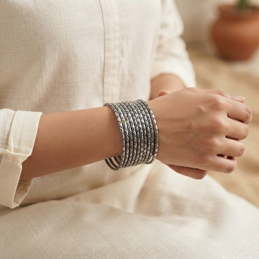 "Vira" Silver Look Alike Oxidized Bangles