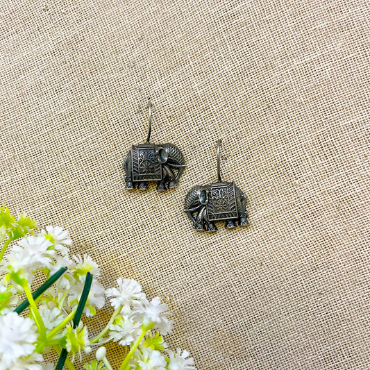 "Elephanta" Silver Look Alike Oxidized Dangler
